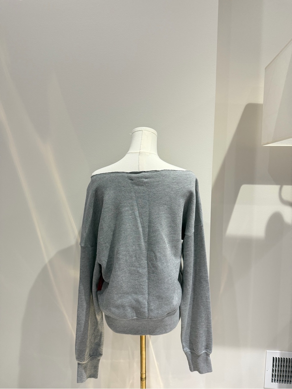 Carbon Off-Shoulder Sweatshirt in Light Gray - Picture 3 of 6